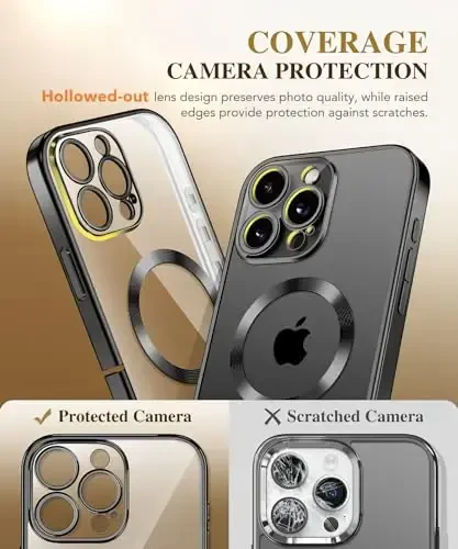 BERFY Magnetic for iPhone 16 Pro Case, Compatible with Magsafe, Built-in 9H Tempered Glass Screen Protector & Upgraded Camera Protection, Full-Body Plating Shockproof Phone Case for 16 Pro 6.3