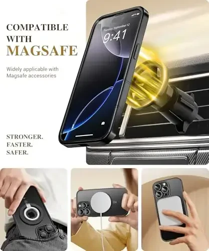 BERFY Magnetic for iPhone 16 Pro Case, Compatible with Magsafe, Built-in 9H Tempered Glass Screen Protector & Upgraded Camera Protection, Full-Body Plating Shockproof Phone Case for 16 Pro 6.3