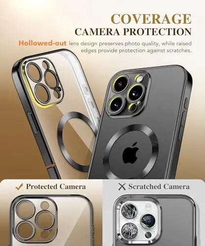 BERFY Magnetic for iPhone 16 Pro Case, Compatible with Magsafe, Built-in 9H Tempered Glass Screen Protector & Upgraded Camera Protection, Full-Body Plating Shockproof Phone Case for 16 Pro 6.3