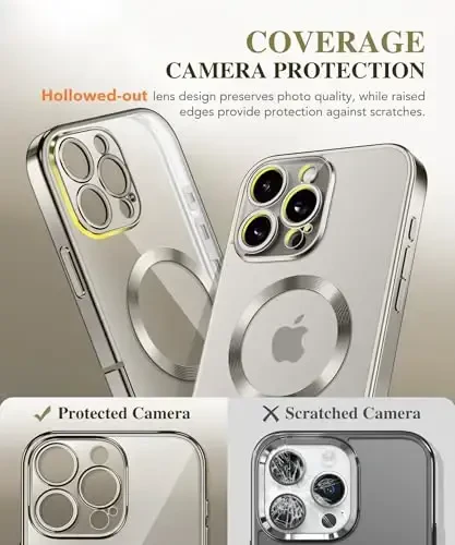 BERFY Magnetic for iPhone 16 Pro Case, Compatible with Magsafe, Built-in 9H Tempered Glass Screen Protector & Upgraded Camera Protection, Full-Body Plating Shockproof Phone Case for 16 Pro 6.3