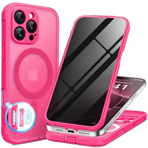 BERFY for iPhone 16 Pro Case, Compatible with MagSafe, Built-in Privacy Screen Protector, Camera Protection, Shockproof Full Body Phone Case 6.3