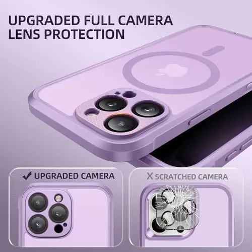 BERFY for iPhone 16 Pro Case, Compatible with Magsafe, Light Purple | Built-in Privacy Screen Protector, Full Camera Protection, Shockproof Full Body Translucent Matte Magnetic Phone Case 6.3