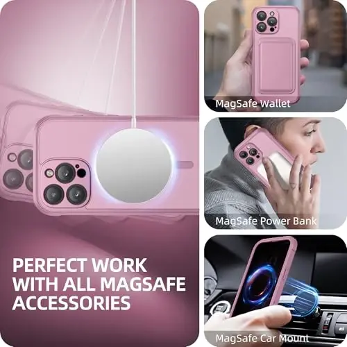BERFY for iPhone 16 Pro Case, Compatible with Magsafe, Palevioletred | Built-in Privacy Screen Protector, Full Camera Protection, Shockproof Full Body Translucent Matte Magnetic Phone Case 6.3