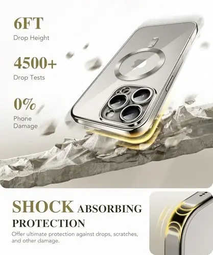 BERFY iPhone 16 Pro Max G‘ilof, MagSafe bilan mos keladi, o‘rnatilgan shisha ekran himoyachisi, kamera himoyasi, zarbaga chidamli to‘liq tana telefon g‘ilofi 6.9
