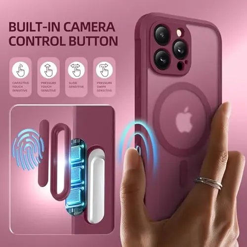BERFY iPhone 16 Pro Max G‘ilofi, MagSafe bilan mos, O‘rnatilgan Maxfiylik Ekran Himoyachisi, Kamera Himoyasi, Zarbaga Chidamli To‘liq Tana Telefon G‘ilofi 6.9