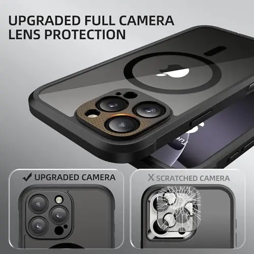 BERFY iPhone 16 Pro Max G‘ilofi, MagSafe bilan mos, o‘rnatilgan oyna ekran muhofazasi, kamera muhofazasi, zarbaga chidamli to‘liq tana telefon g‘ilofi 6.9