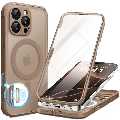 BERFY for iPhone 16 Pro Max Case, Compatible with MagSafe, Chestnut | Built in Screen Protector, Full Camera Protection, Shockproof Full Body Magnetic Translucent Matte Phone Case 6.9