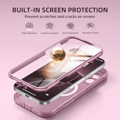 BERFY for iPhone 16 Pro Max Case, Compatible with MagSafe, Built-in Glass Screen Protector, Camera Protection, Shockproof Full Body Phone Case 6.9