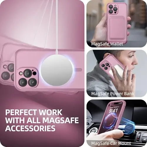 BERFY for iPhone 16 Pro Max Case, Compatible with MagSafe, Built-in Glass Screen Protector, Camera Protection, Shockproof Full Body Phone Case 6.9