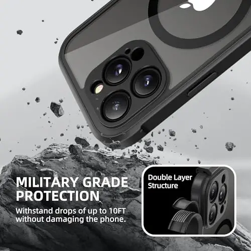 BERFY for iPhone 16 Pro Max Case, Compatible with MagSafe, Built-in Glass Screen Protector, Camera Protection, Shockproof Full Body Phone Case 6.9