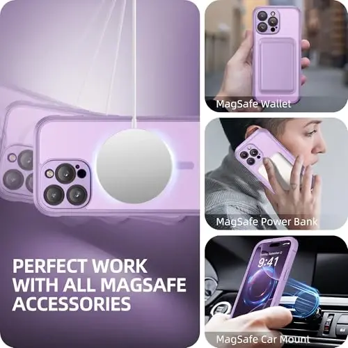 BERFY for iPhone 16 Pro Max Case, Compatible with MagSafe, Light Purple | Built in Screen Protector, Full Camera Protection, Shockproof Full Body Magnetic Translucent Matte Phone Case 6.9