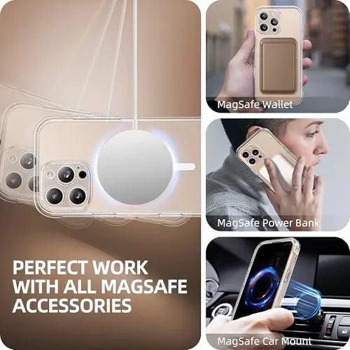 BERFY for iPhone 16 Pro Max Case, Compatible with Magsafe, Clear | Built-in Privacy Screen Protector, Full Camera Protection, Shockproof Full Body Magnetic Clear Phone Case 6.9