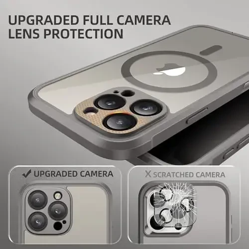 BERFY iPhone 16 Pro uchun g'ilof, MagSafe bilan mos, o'rnatilgan maxfiylik ekran himoyachisi va kamera himoyasi, casuslikka qarshi zarbga chidamli shaffof telefon g'ilofi 16 Pro 6.3