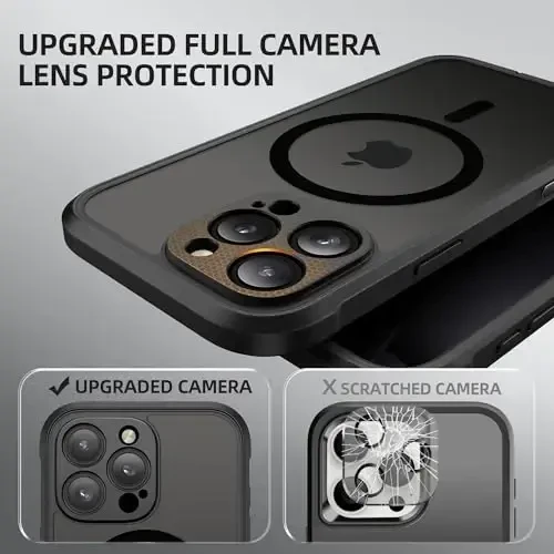 BERFY iPhone 16 Pro uchun g'ilof, MagSafe bilan mos, o'rnatilgan maxfiylik ekrani himoyachisi va kamera himoyasi, Anti-Spy zarbga chidamli mat telefon g'ilofi 16 Pro 6.3