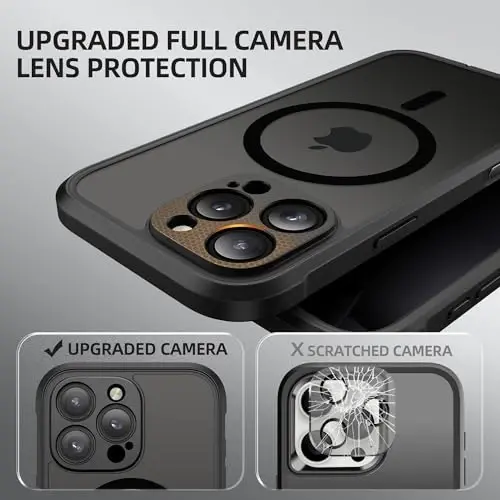BERFY iPhone 16 Pro uchun g'ilof, MagSafe bilan mos, o'rnatilgan maxfiylik ekrani himoyachisi va kamera himoyasi, Anti-Spy zarbga chidamli mat telefon g'ilofi 16 Pro 6.3