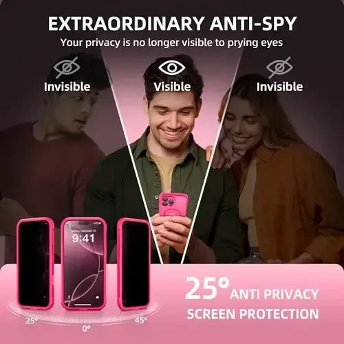 BERFY iPhone 16 Pro uchun g'ilof, MagSafe bilan mos, o'rnatilgan shaxsiy ekran himoyachisi va kamera himoyasi, 16 Pro 6.3