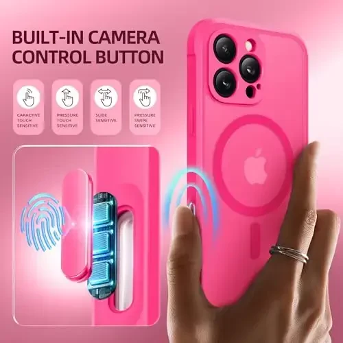 BERFY iPhone 16 Pro uchun g'ilof, MagSafe bilan mos, o'rnatilgan shaxsiy ekran himoyachisi va kamera himoyasi, 16 Pro 6.3