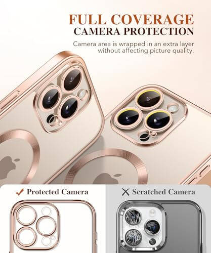 BERFY iPhone 16 Pro uchun MagSafe bilan mos keladigan magnitli sumkasi, ichki 9H toʻliq isitilgan shisha himoyasi va yangilangan kamera himoyasi, jami tanasi 16 Pro 6.3 uchun sirlangan, choʻl oltin - 4