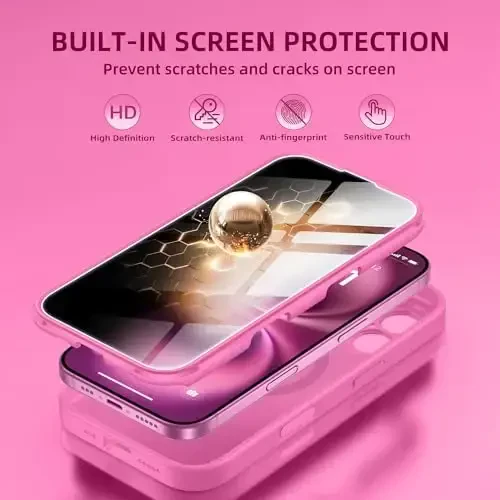 BERFY iPhone 16 uchun g'ilof, MagSafe bilan mos, o'rnatilgan maxfiylik ekran himoyachisi va kamera himoyasi, 16 6.1