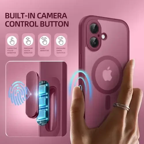 BERFY iPhone 16 uchun g'ilof, MagSafe bilan mos, o'rnatilgan maxfiylik ekran himoyachisi va kamera himoyasi, 16 6.1