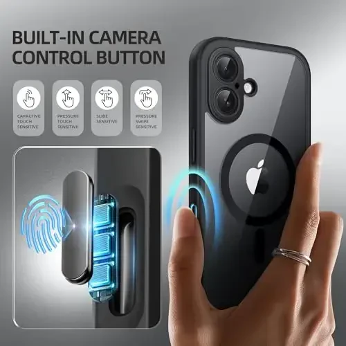 BERFY iPhone 16 uchun g'ilof, MagSafe bilan mos, o'rnatilgan maxfiylik ekrani himoyachisi va kamera himoyasi, 16 6.1
