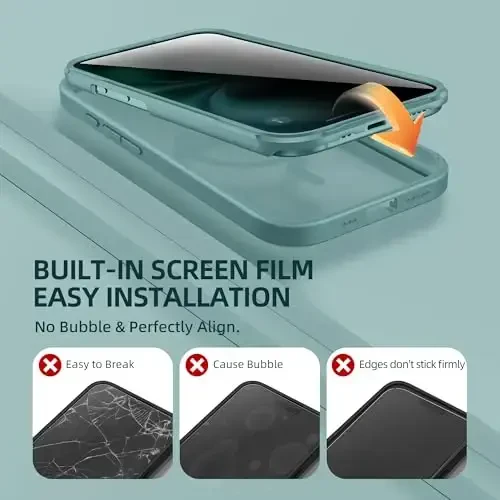 BERFY iPhone 16 uchun g'ilof, MagSafe bilan mos, o'rnatilgan maxfiylik ekrani himoyachisi va kamera himoyasi, 16 6.1