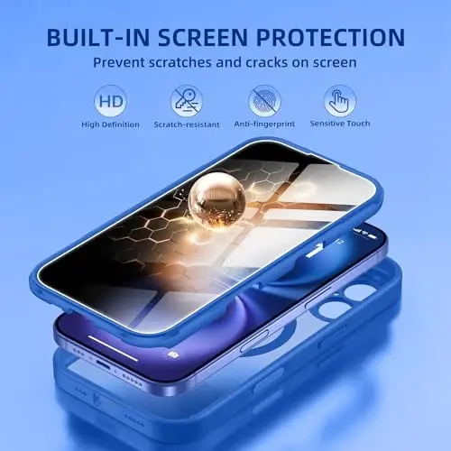 BERFY iPhone 16 uchun g'ilof, MagSafe bilan mos, o'rnatilgan shaxsiy ekran himoyachisi va kamera himoyasi, 16 6.1