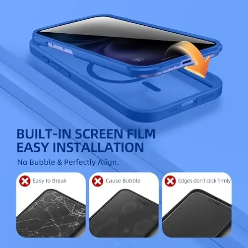 BERFY iPhone 16 uchun g'ilof, MagSafe bilan mos, o'rnatilgan shaxsiy ekran himoyachisi va kamera himoyasi, 16 6.1