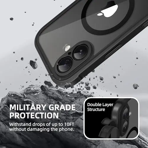 BERFY iPhone 17 Case, MagSafe bilan mos, Oʻrnatilgan shisha ekran himoyasi, Kamera himoyasi, Zarbaga chidamli toʻliq korpusli telefon gʻilofi 6.3