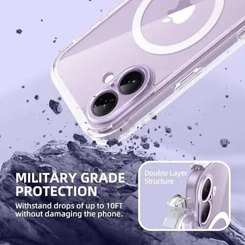BERFY iPhone 17 G‘ilof uchun, MagSafe bilan mos keladi, O‘rnatilgan Maxfiylik Ekran Himoyachisi, Kamera Himoyasi, Zarbaga chidamli To‘liq tana telefon g‘ilofi 6.3
