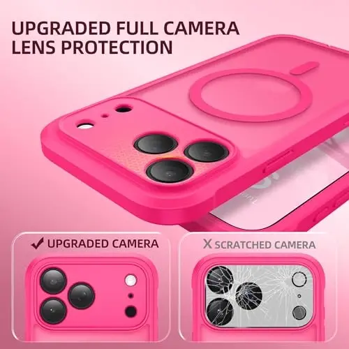 BERFY iPhone 17 Pro Ghilof, MagSafe bilan mos keladi, o‘rnatilgan oyna ekran himoyachisi, kamera himoyasi, zarbaga chidamli to‘liq tana telefon g‘ilofi 6.3