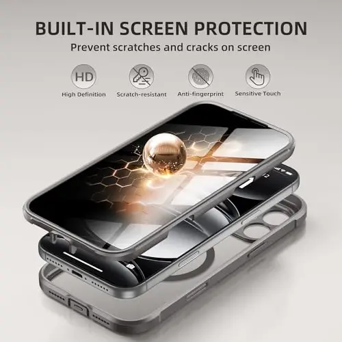 BERFY for iPhone 17 Pro Case, Compatible with MagSafe, Built-in Privacy Screen Protector, Camera Protection, Shockproof Full Body Phone Case 6.3