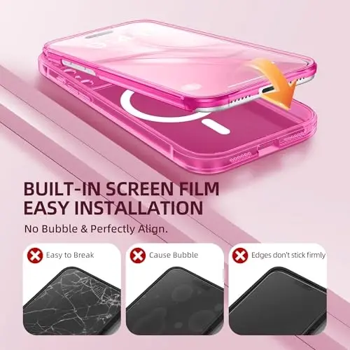 BERFY for iPhone 17 Pro Case, Compatible with MagSafe, Built-in Glass Screen Protector, Camera Protection, Shockproof Full Body Phone case 6.3
