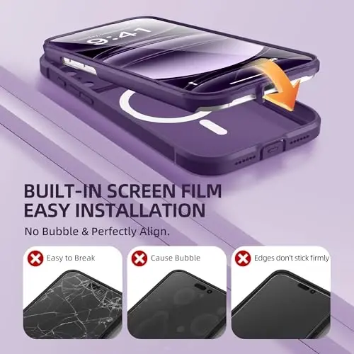 BERFY for iPhone 17 Pro Case, Compatible with MagSafe, Midnight Purple | Built in Screen Protector, Full Camera Protection, Shockproof Full Body Magnetic Translucent Matte Phone Case 6.3