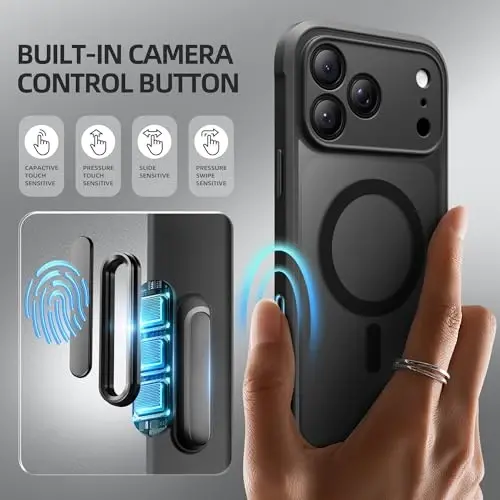 BERFY for iPhone 17 Pro Case, Compatible with Magsafe, Black | Built-in Privacy Screen Protector, Full Camera Protection, Shockproof Full Body Magnetic Clear Phone Case 6.3