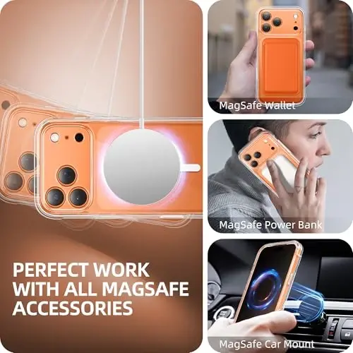 BERFY for iPhone 17 Pro Case, Compatible with Magsafe, Clear | Built-in Privacy Screen Protector, Full Camera Protection, Shockproof Full Body Magnetic Clear Phone Case 6.3