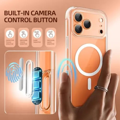 BERFY iPhone 17 Pro Max G‘ilof uchun, MagSafe bilan mos keladigan, O‘rnatilgan shisha ekran himoyasi, Kamera himoyasi, Zarbaga chidamli To‘liq tana telefon g‘ilofi 6.9