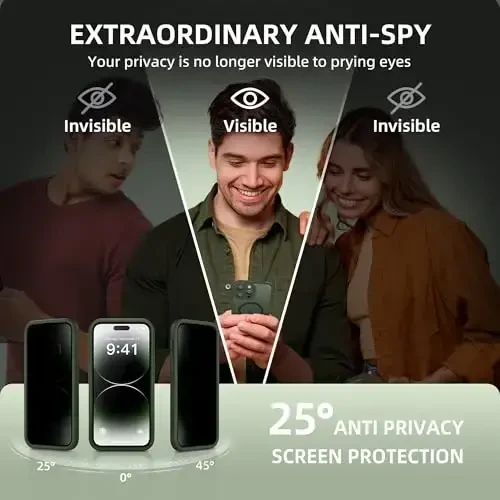 BERFY Magnetic for iPhone 14 Pro Max Case, Compatible with MagSafe, Built-in Privacy Screen Protector and Upgraded Camera Protection, Anti-Spy Full Body Shockproof Phone Case for 14 Pro Max 6.7