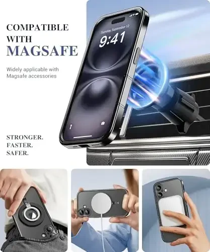 BERFY Magnetic for iPhone 16 Case, Compatible with Magsafe, Built-in 9H Tempered Glass Screen Protector & Upgraded Camera Protection, Full Body Plating Shockproof Phone Case for 16 6.1