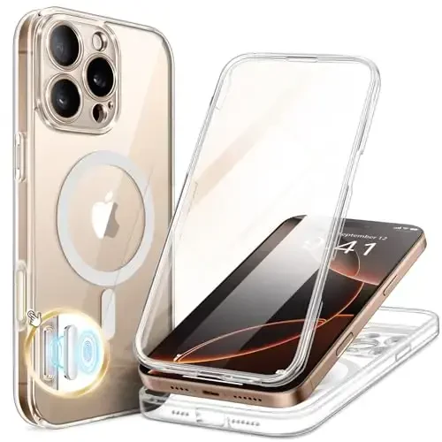 BERFY Magnetic for iPhone 16 Pro Case, Compatible with Magsafe, Built-in 9H Tempered Glass Screen Protector & Upgraded Camera Protection, Full-Body Shockproof Phone Case for 16 Pro 6.3