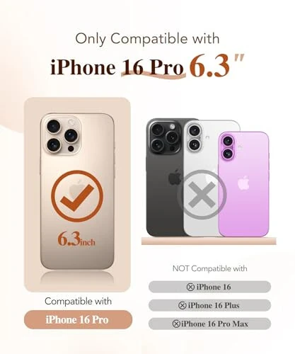 BERFY for iPhone 16 Pro Case, Compatible with MagSafe, Built-in 9H Tempered Screen Protector and Camera Protection, Full Body Shockproof Plating Phone Case for 16 Pro 6.3