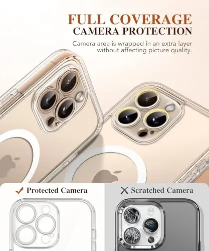 BERFY uchun iPhone 16 Pro Max g‘ilofi, MagSafe bilan mos keladi, o‘rnatilgan oyna ekran himoyasi, kamera himoyasi, zarbaga chidamli to‘liq tana telefon g‘ilofi 6.9