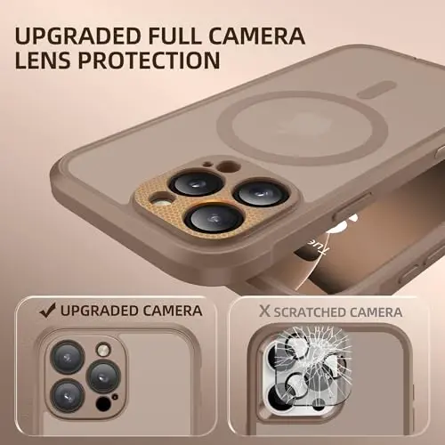 BERFY uchun iPhone 16 Pro Max g‘ilofi, MagSafe bilan mos keladi, o‘rnatilgan shisha ekran himoyasi, kamera himoyasi, zarbaga chidamli to‘liq tana telefon g‘ilofi 6.9