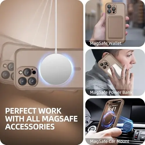 BERFY uchun iPhone 16 Pro Max g‘ilofi, MagSafe bilan mos keladi, o‘rnatilgan shisha ekran himoyasi, kamera himoyasi, zarbaga chidamli to‘liq tana telefon g‘ilofi 6.9