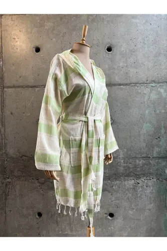 Bergamot Cotton Pestemal Bathrobe - Green - BENER CONCEPT (1)