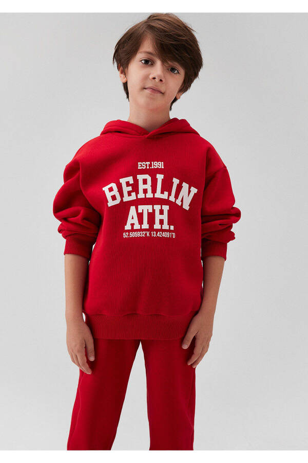 Berlin Baskılı Kırmızı Sweatshirt - 1