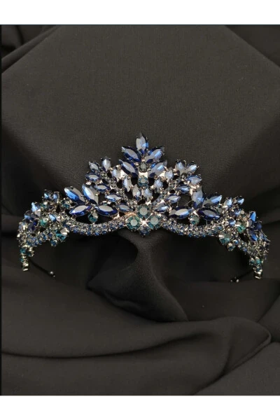 Berlin Glass Stone Crystal Stone Bridal Crown - YAĞIZ BİJUTERİ