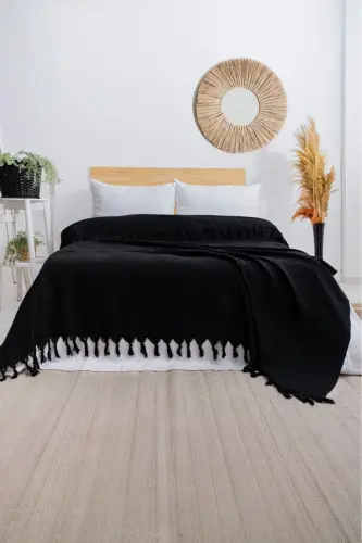 Berlino Çift Kişilik Pike 200x230 cm. Siyah - Siyah - 1