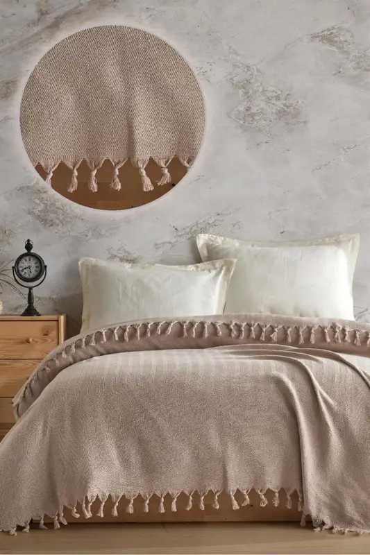 Berlino Double Pique 200x230 Cm-Beige - VIADEN