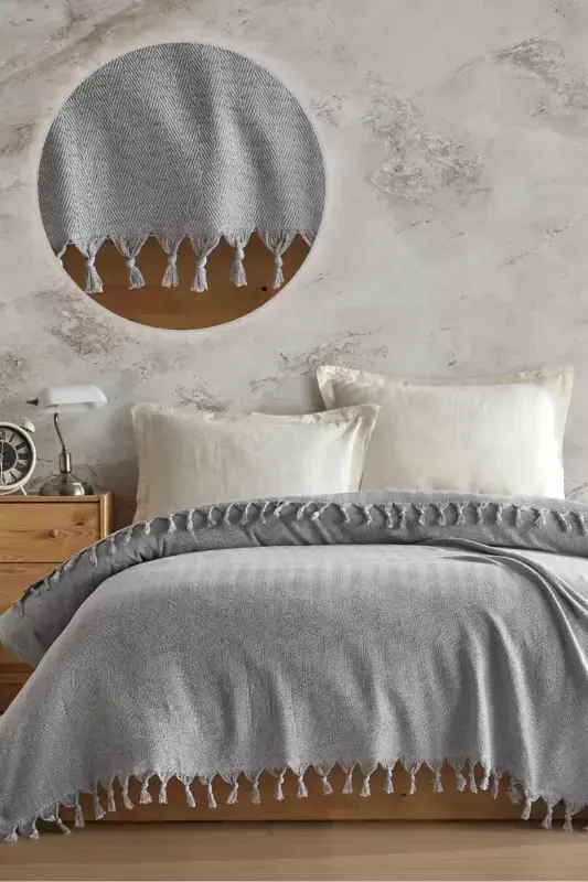 Berlino Double Pique 200x230 Cm-Light Gray - VIADEN